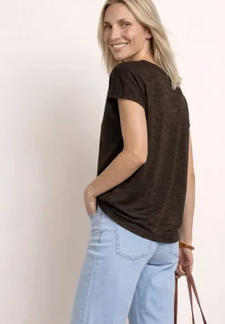 Shirt met boothals en smokdetail