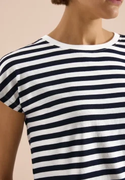 Shirt met boothals en strepen
