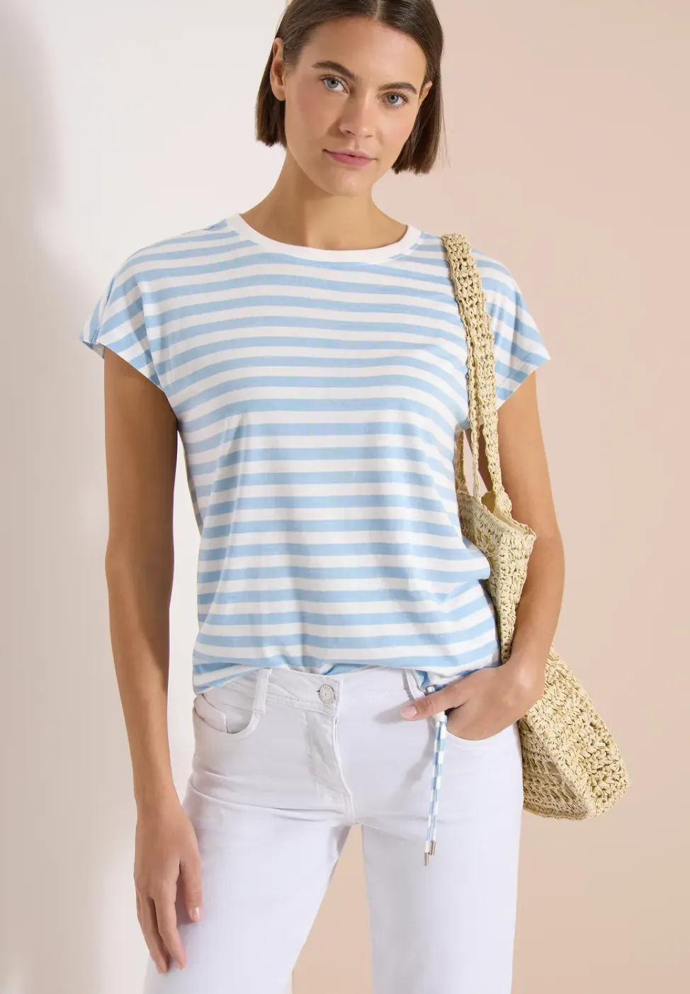 Shirt met boothals en strepen