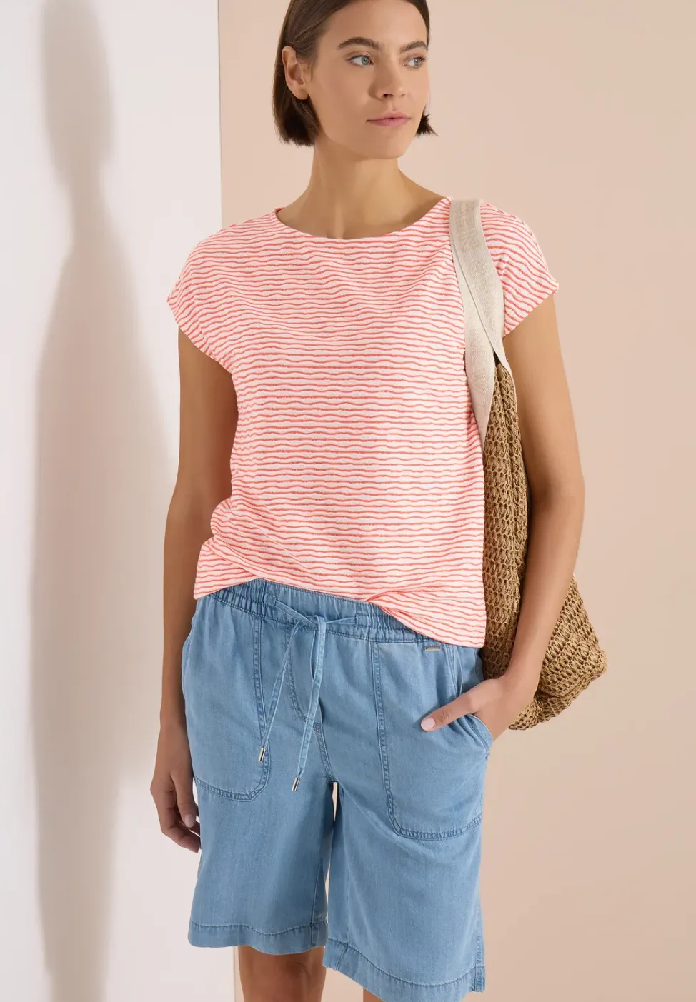 Shirt met boothals en strepen