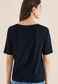 Shirt met boothals en tekst