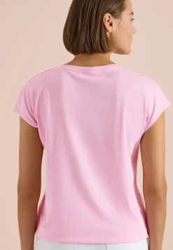 Shirt met boothals en tekstopdruk