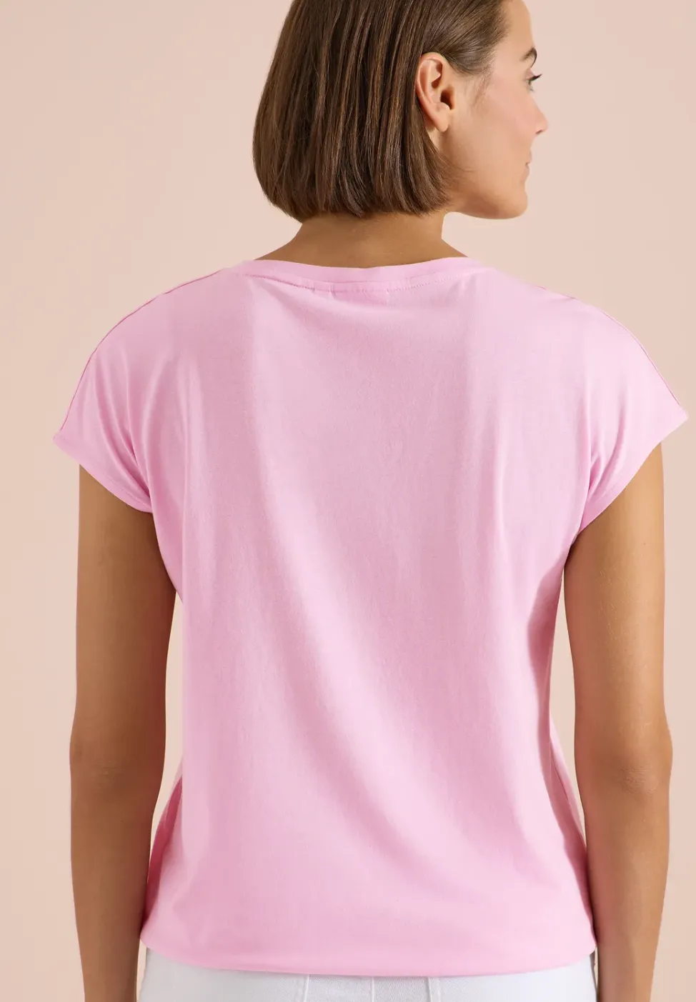 Shirt met boothals en tekstopdruk