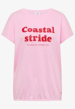 Shirt met boothals en tekstopdruk