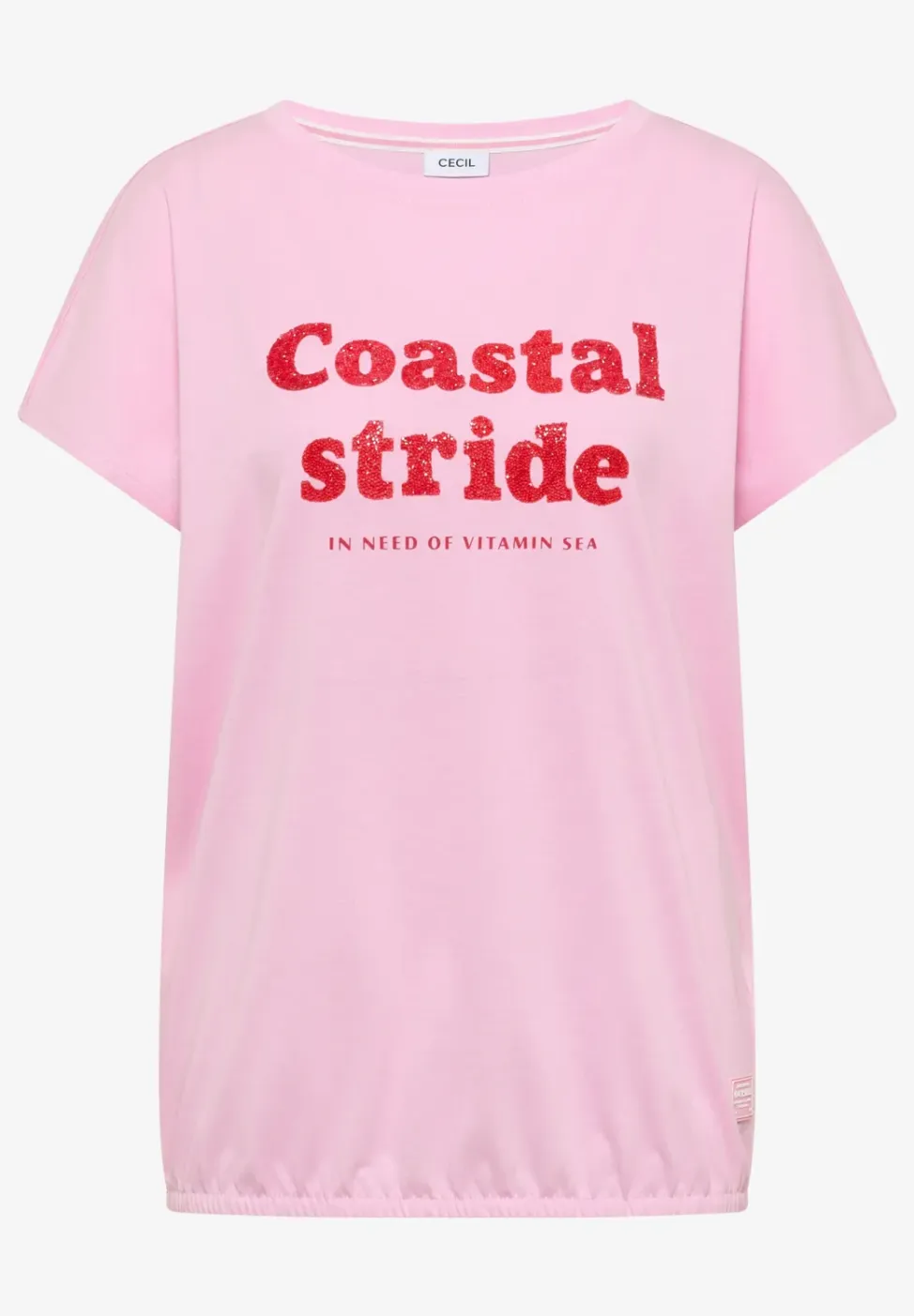 Shirt met boothals en tekstopdruk