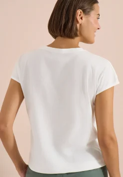 Shirt met boothals en tekstopdruk