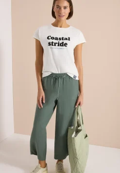 Shirt met boothals en tekstopdruk