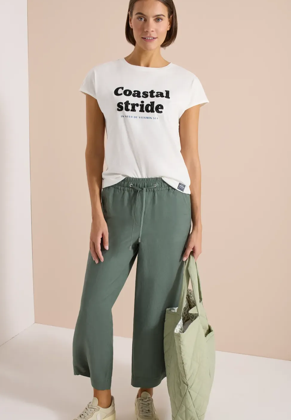 Shirt met boothals en tekstopdruk