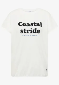 Shirt met boothals en tekstopdruk