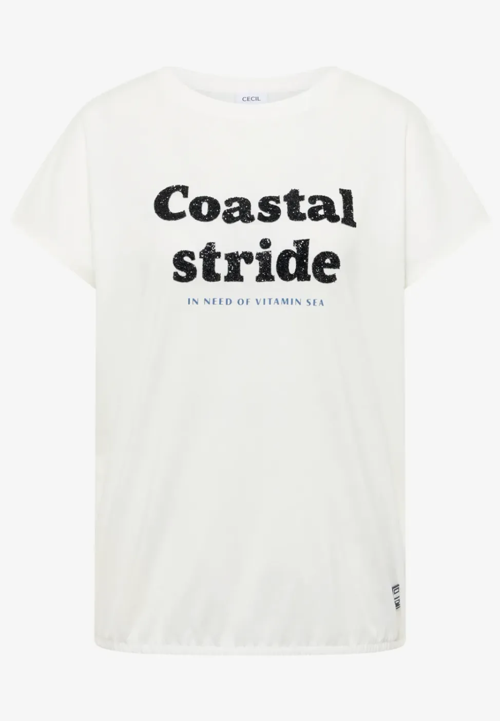 Shirt met boothals en tekstopdruk