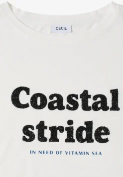 Shirt met boothals en tekstopdruk