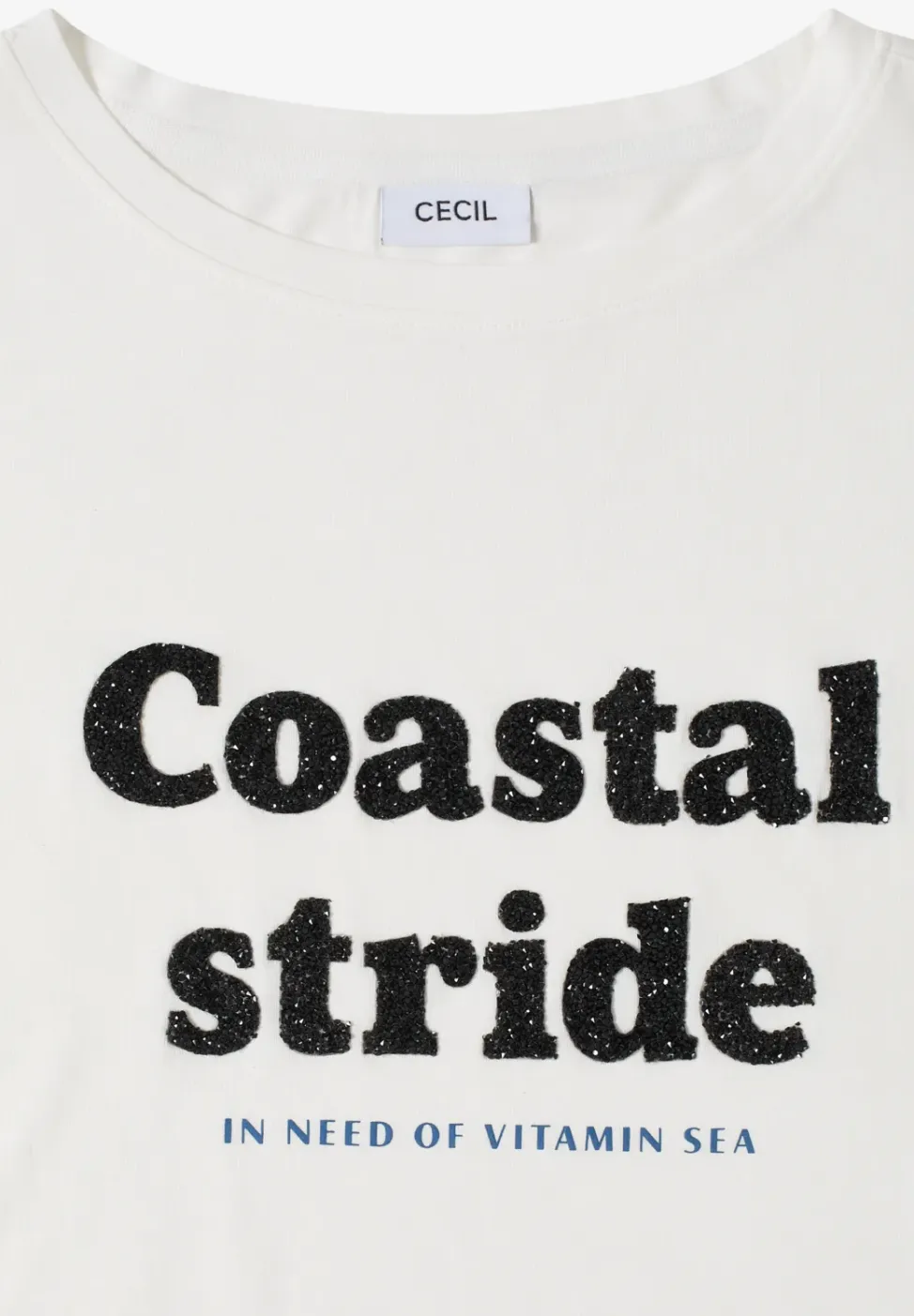 Shirt met boothals en tekstopdruk