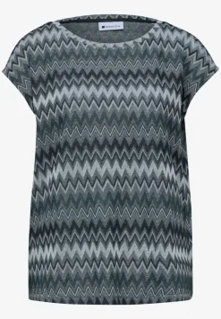 Shirt met boothals en zigzagprint