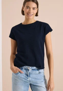 Shirt met boothals in ajour-look
