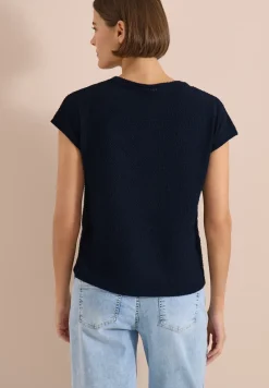 Shirt met boothals in ajour-look