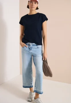Shirt met boothals in ajour-look