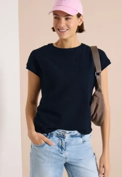 Shirt met boothals in ajour-look