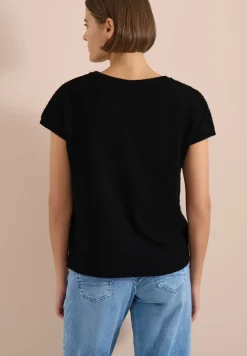 Shirt met boothals in ajour-look