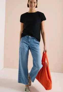 Shirt met boothals in ajour-look