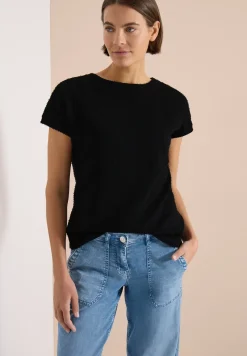 Shirt met boothals in ajour-look
