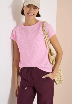 Shirt met boothals in ajour-look