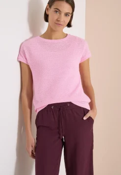 Shirt met boothals in ajour-look