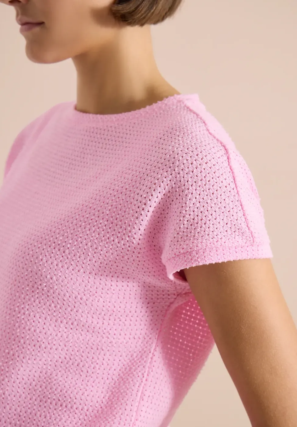 Shirt met boothals in ajour-look