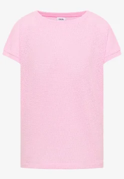 Shirt met boothals in ajour-look