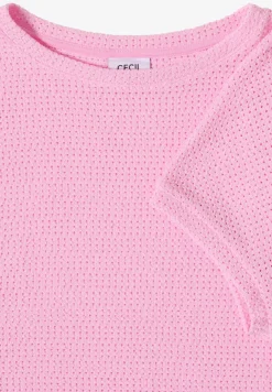 Shirt met boothals in ajour-look