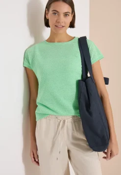 Shirt met boothals in ajour-look