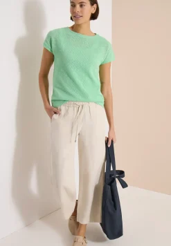 Shirt met boothals in ajour-look