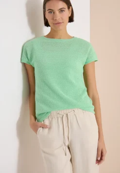 Shirt met boothals in ajour-look