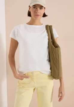 Shirt met boothals in ajour-look