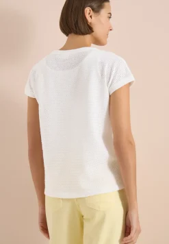 Shirt met boothals in ajour-look