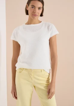 Shirt met boothals in ajour-look