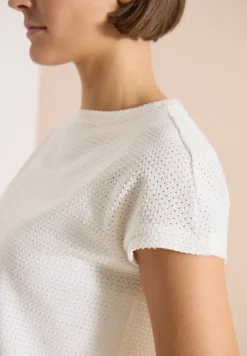 Shirt met boothals in ajour-look