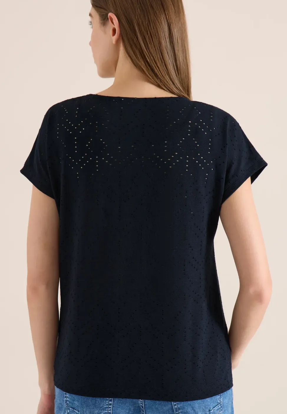 Shirt met boothals in ajour look