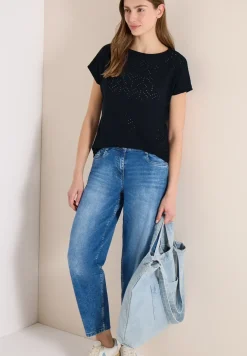 Shirt met boothals in ajour look