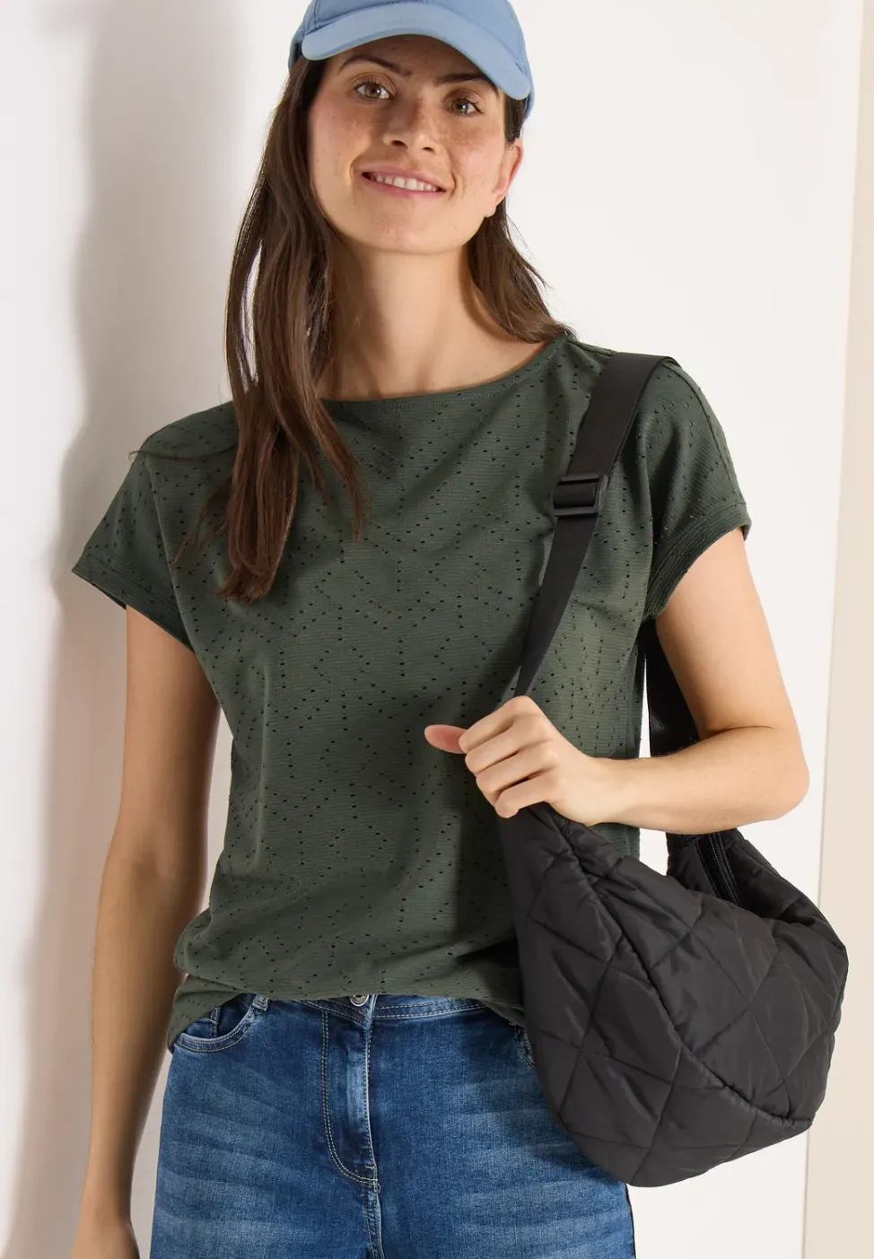 Shirt met boothals in ajour look
