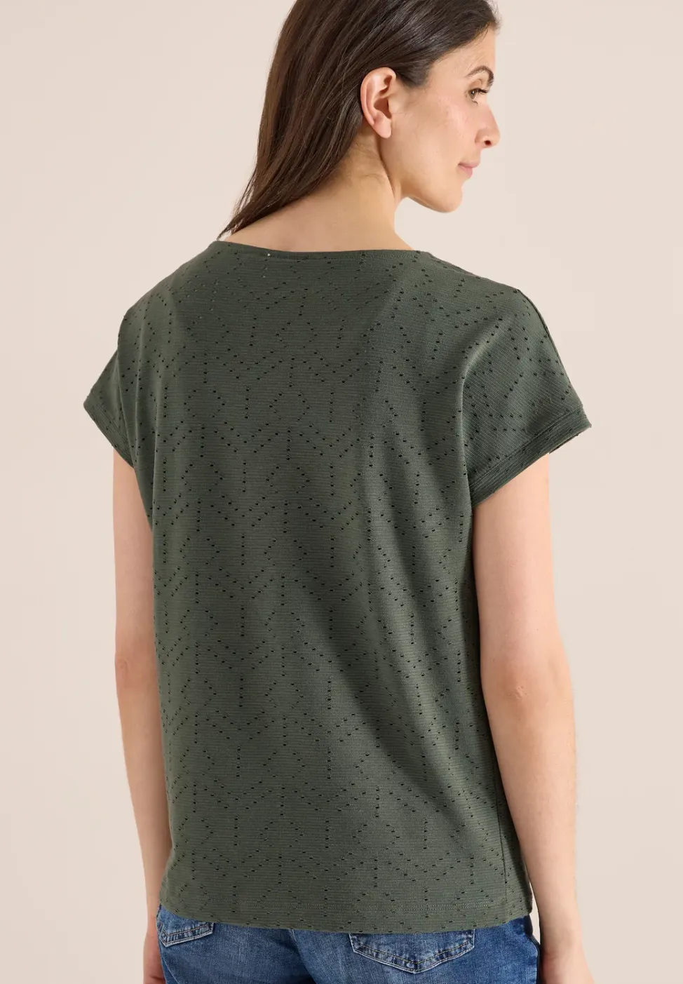 Shirt met boothals in ajour look