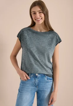 Shirt met boothals in garment-dyed look