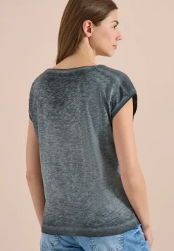 Shirt met boothals in garment-dyed look
