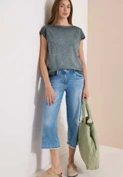 Shirt met boothals in garment-dyed look