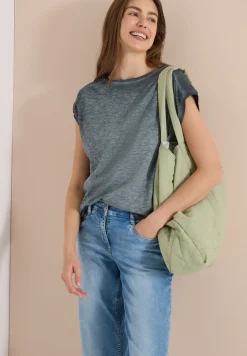 Shirt met boothals in garment-dyed look