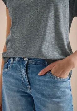 Shirt met boothals in garment-dyed look