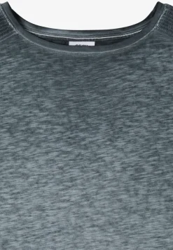 Shirt met boothals in garment-dyed look