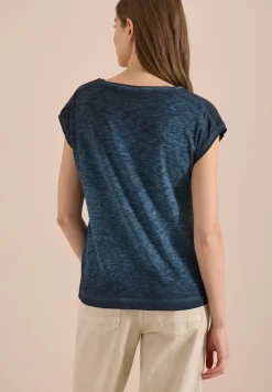 Shirt met boothals in garment-dye look