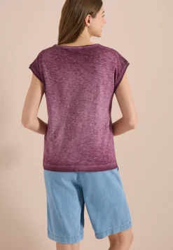 Shirt met boothals in garment-dye look
