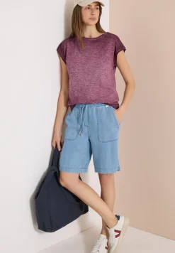 Shirt met boothals in garment-dye look