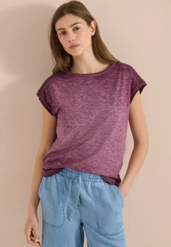 Shirt met boothals in garment-dye look